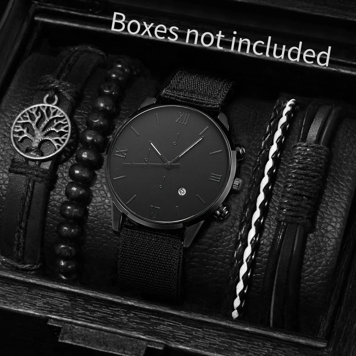 4/5PCS Fashion Men Watches Casual Male's Quartz Watch Bracelets Set Relogio Masculino Reloj Hombre（Without Box）